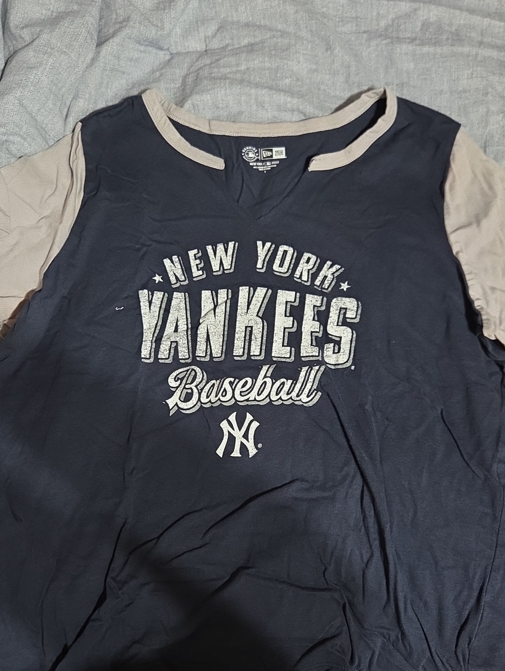 NYY Baseball Tee - Navy and Gray